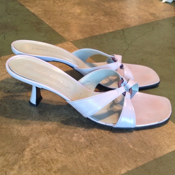 Sigerson Morrison Grey/Lavender kitten heel O-ring sandals, 10B - Picture 4 of 7